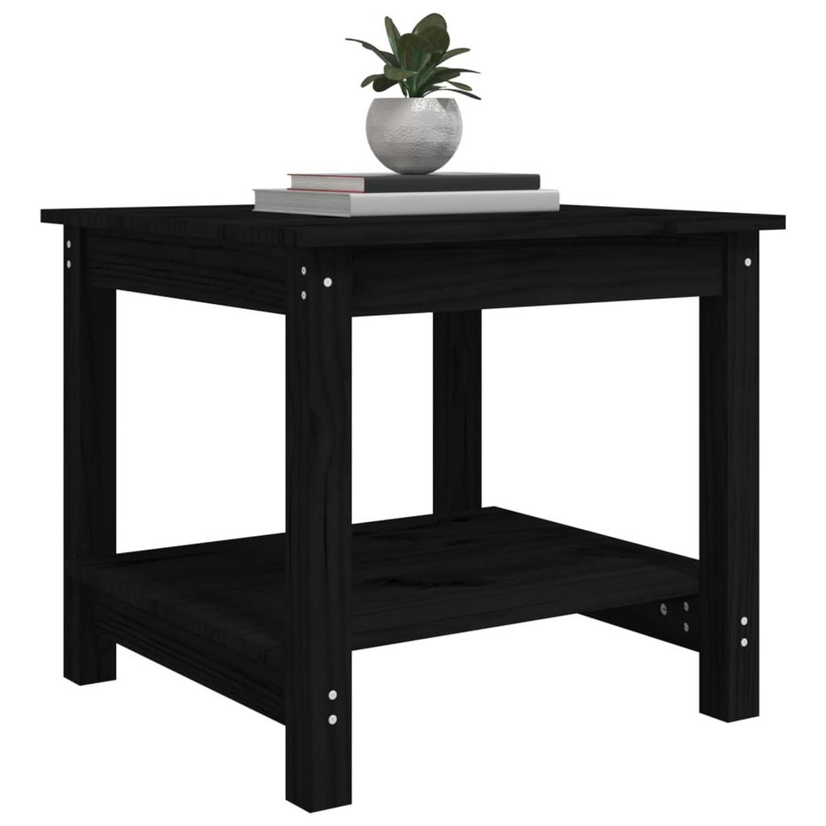 COUCHTISCH Schwarz 50x50x45 cm Massivholz Kiefer - Schwarz, Holz (50/50/45cm) - furnicato