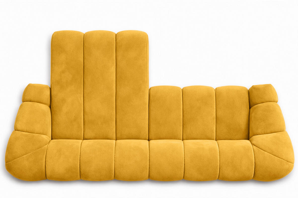 ECKSOFA Modulare L-Form, Veloursstoff Bluvel, Golden, Links, CROISSANT L - Goldfarben, Holz (305/190cm) - Kaiser Möbel