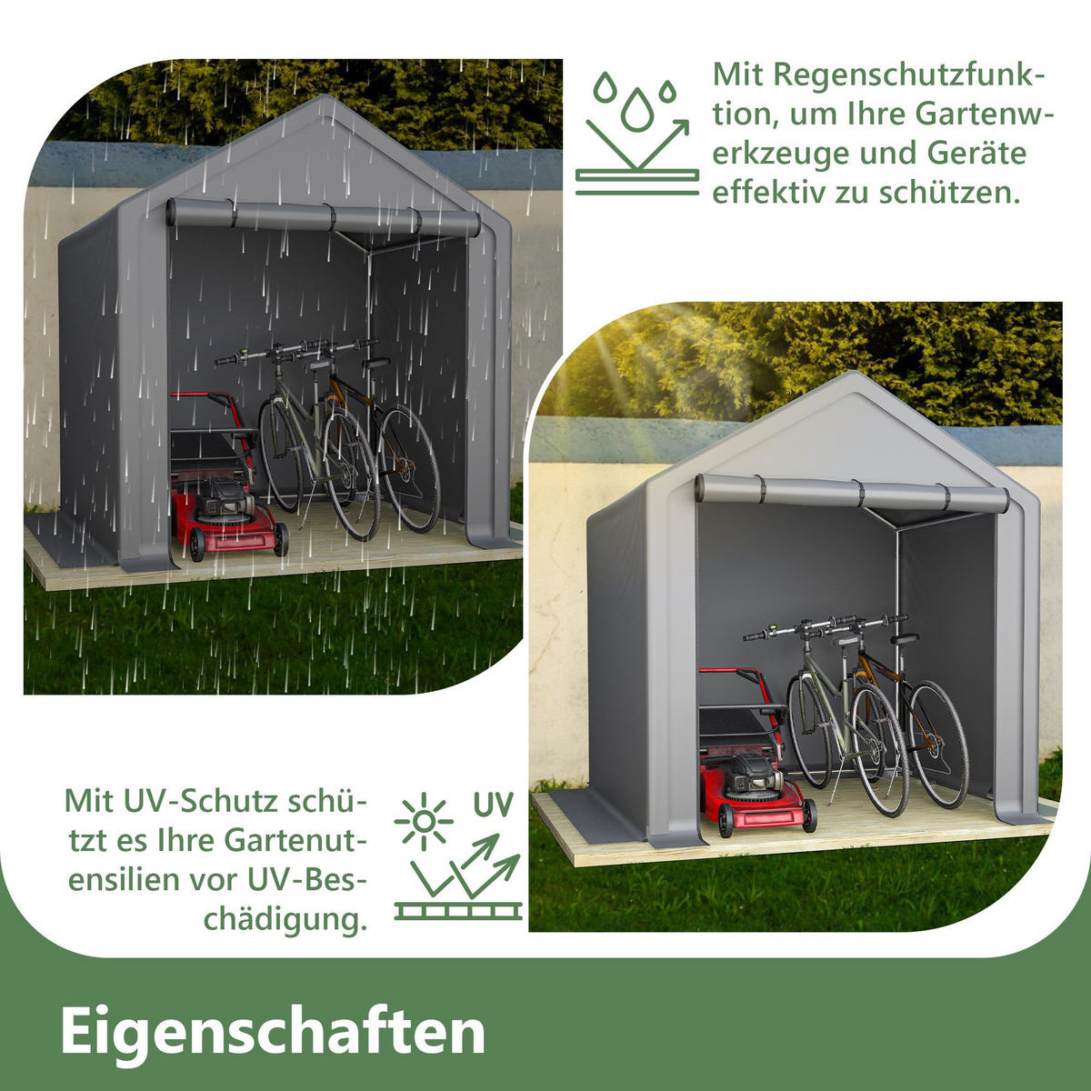 FAHRRADGARAGE, Reißverschlusstür Lagerzelt - Silberfarben, Metall (170/200/190cm) - Gisaae