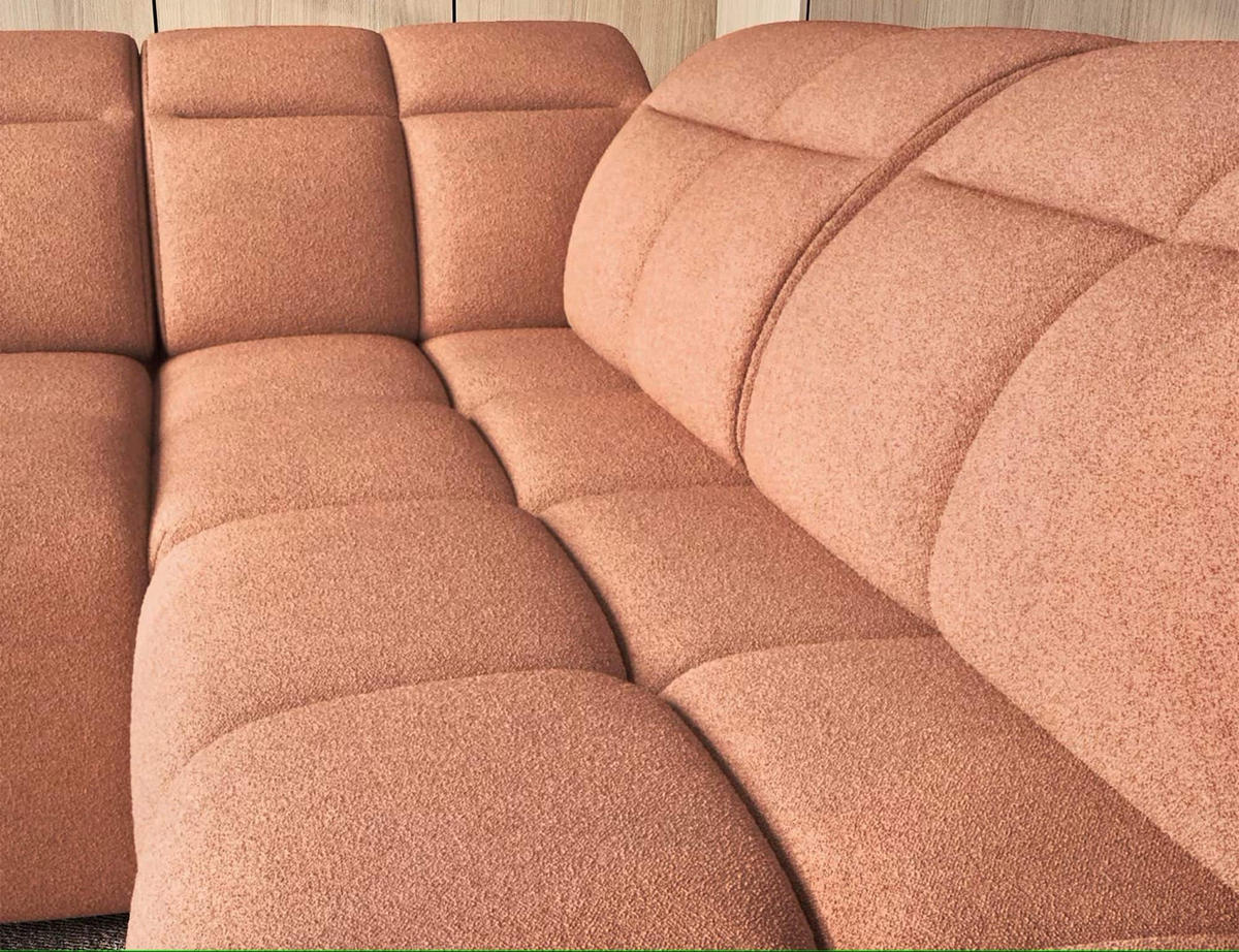 ECKSOFA mit elektrischem Sitzvorschub, Bettkasten und verstellbare Kopflehnen - Kupferfarben, Naturmaterialien/Textil (208/258cm) - Eltap