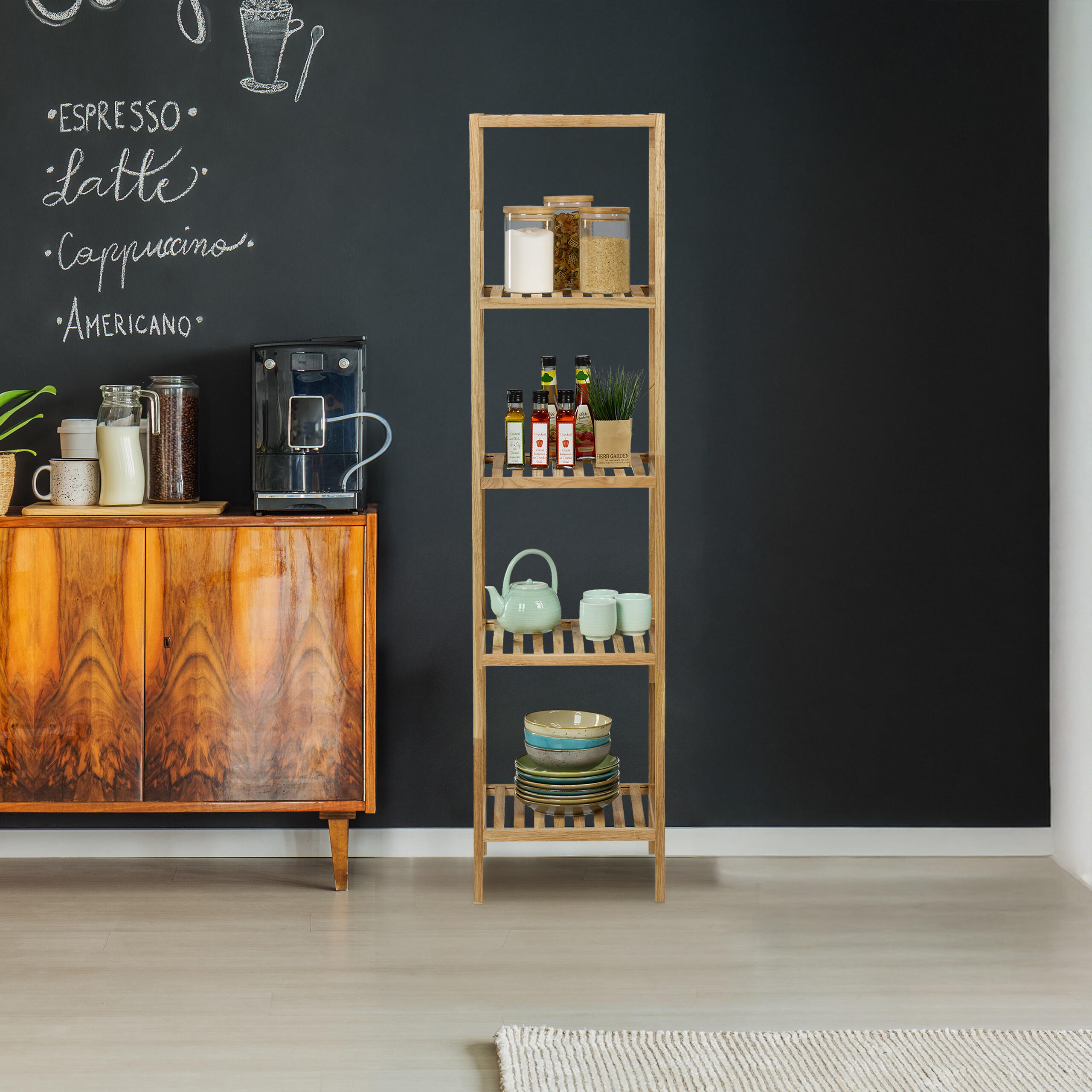BADREGAL - Hellbraun, Holz (35.5/146/35.5cm) - Relaxdays