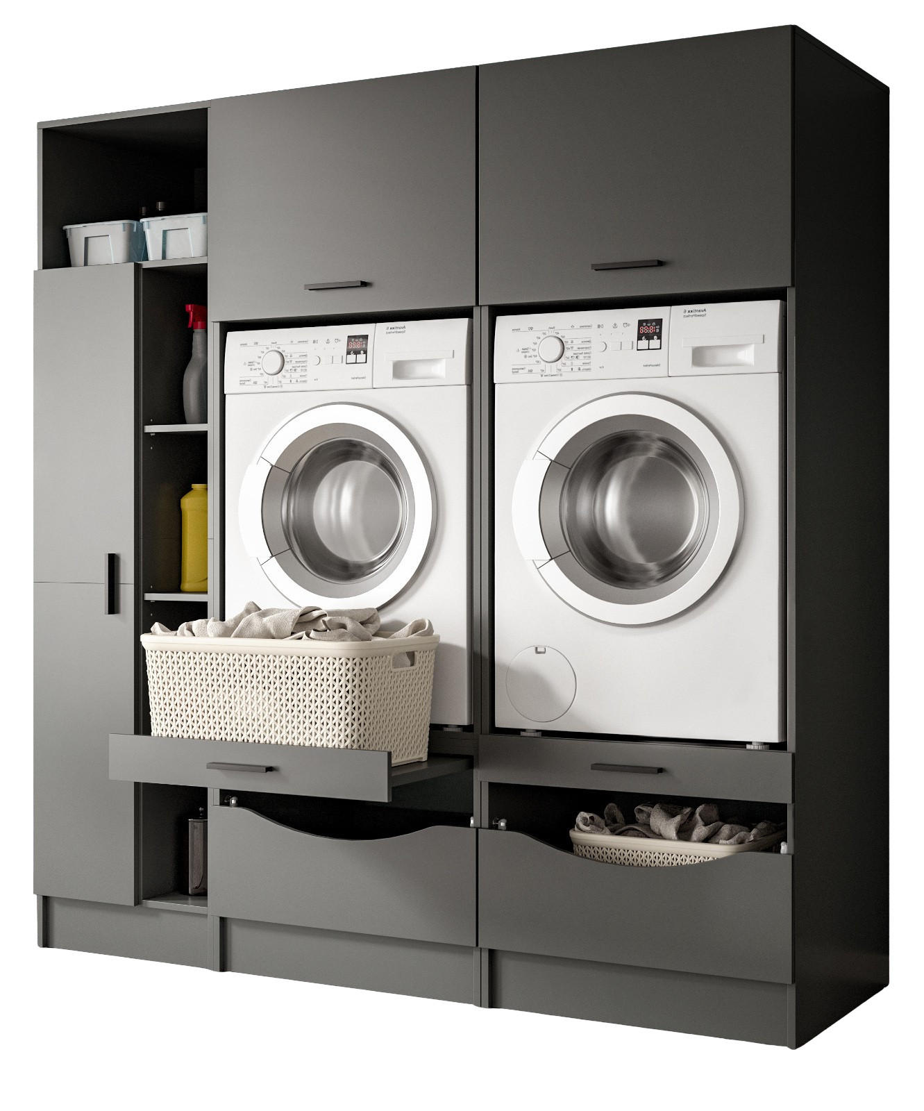Inn.Furn Waschmaschinenschrank Grau 182x195x68 cm
