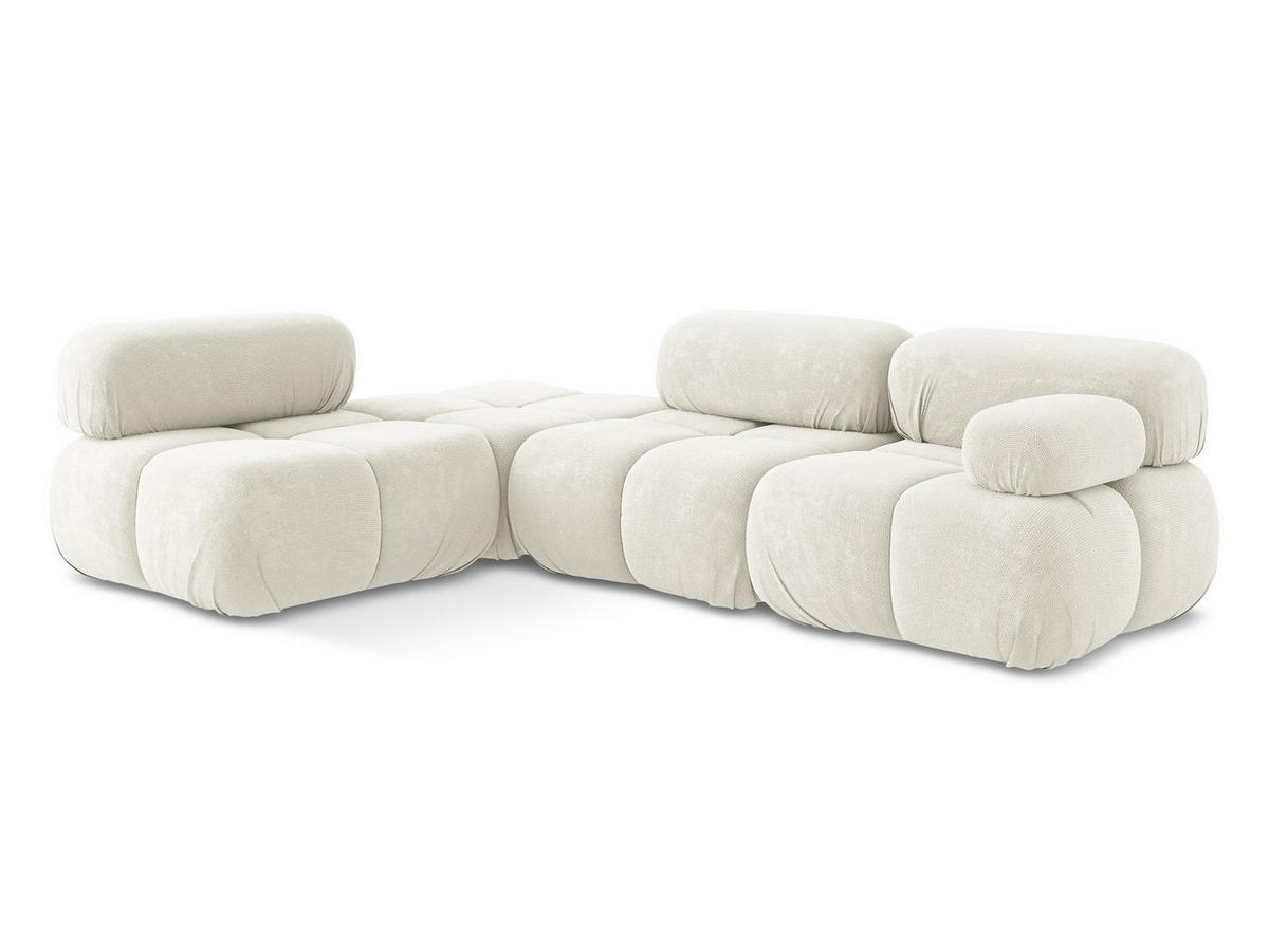 ECKSOFA Links Chenille Stoff Weiß - Pink/Schwarz, Kunststoff/Textil (190/285cm) - Makamii