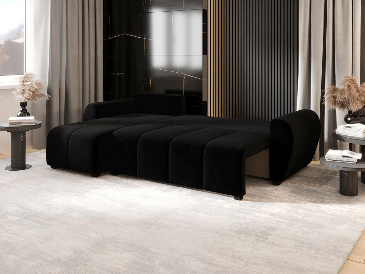 ECKSOFA MOLISA L Itaka 15 Links mit Schlaffunktion - Schwarz, Textil (245/145cm) - Bedante