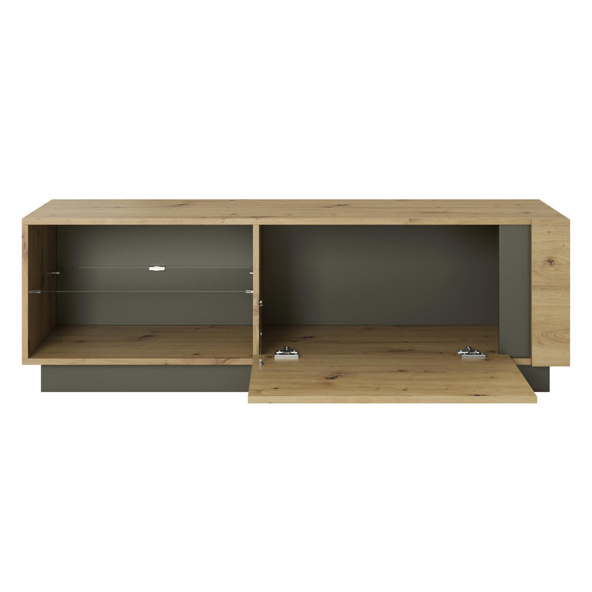 TV-ELEMENT ANDEBU RTV1 ABS-Kante Eiche Eiche - Eichefarben/Braun, Glas/Holzwerkstoff (138/46/40cm) - Komodee
