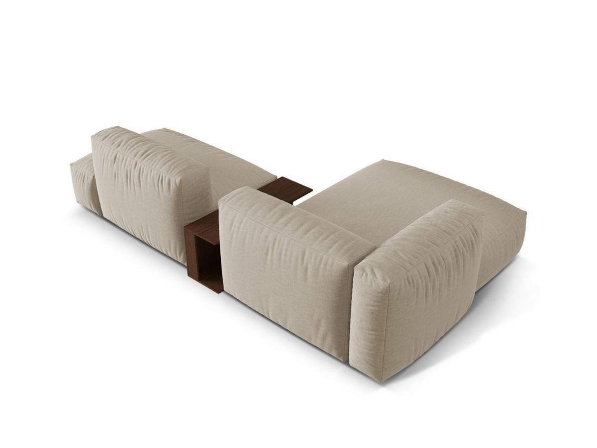 ECKSOFA modular links Martina aus strukturiertem Stoff leichtes beige 2 Sitzplätze - Creme, Textil (176/285cm) - Micadoni