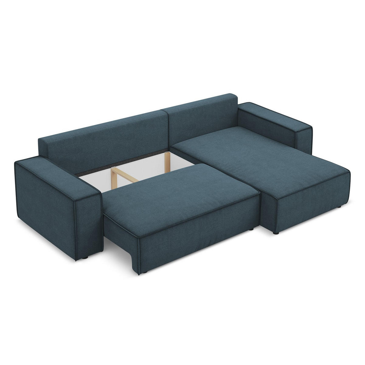 ECKSOFA mit Schlaffunktion Strukturstoff Stoff Blau - Blau/Blaugrau, Kunststoff/Textil (290/185cm) - LaMiaSofa