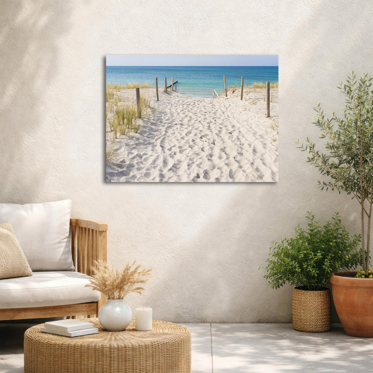LEINWANDBILD Strandspaziergang 50x70cm - Blau/Braun, Textil (50/1cm) - Art for the Home