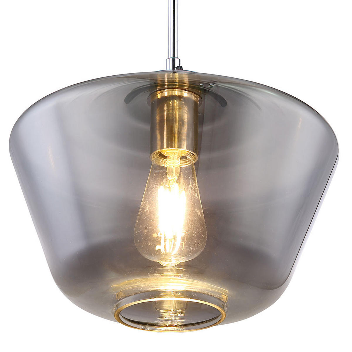 PENDELLEUCHTE Glas Grau Chrom - Grau, Glas (30/30/120cm) - Globo Lighting