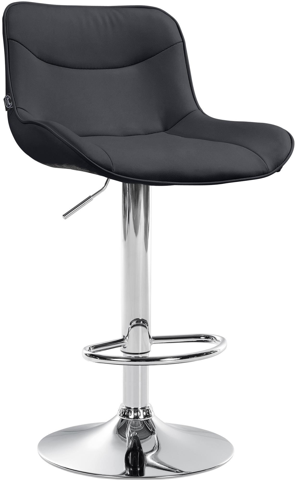 BARHOCKER TAMPA Schwarz Kunstleder Chrom - Schwarz, Leder/Metall (49/85/51cm) - DELUKE