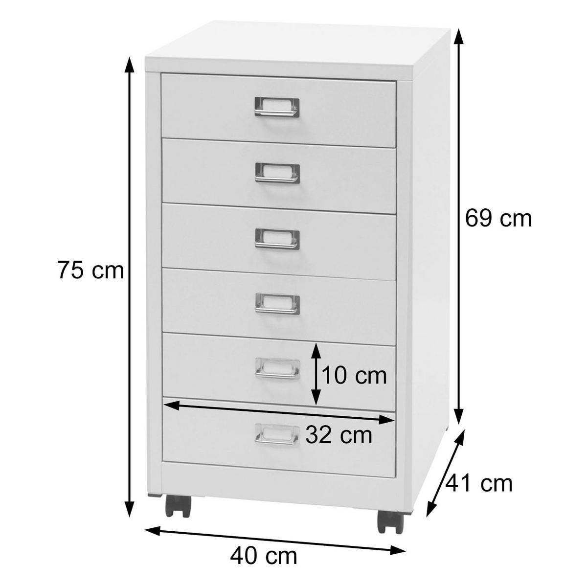ROLLCONTAINER Weiß - Weiß, Metall (40/75/41cm) - Jamb