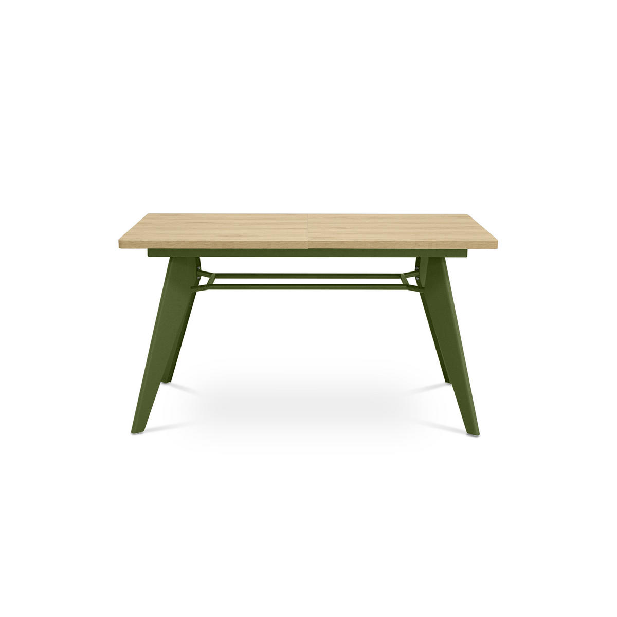 ESSTISCH ausziehbar 140/180cm Metallbeine Khaki und Tischplatte Eiche-Optik Meloe - Eichefarben/Grün, Holzwerkstoff/Metall (90/140/76cm) - Sicaan