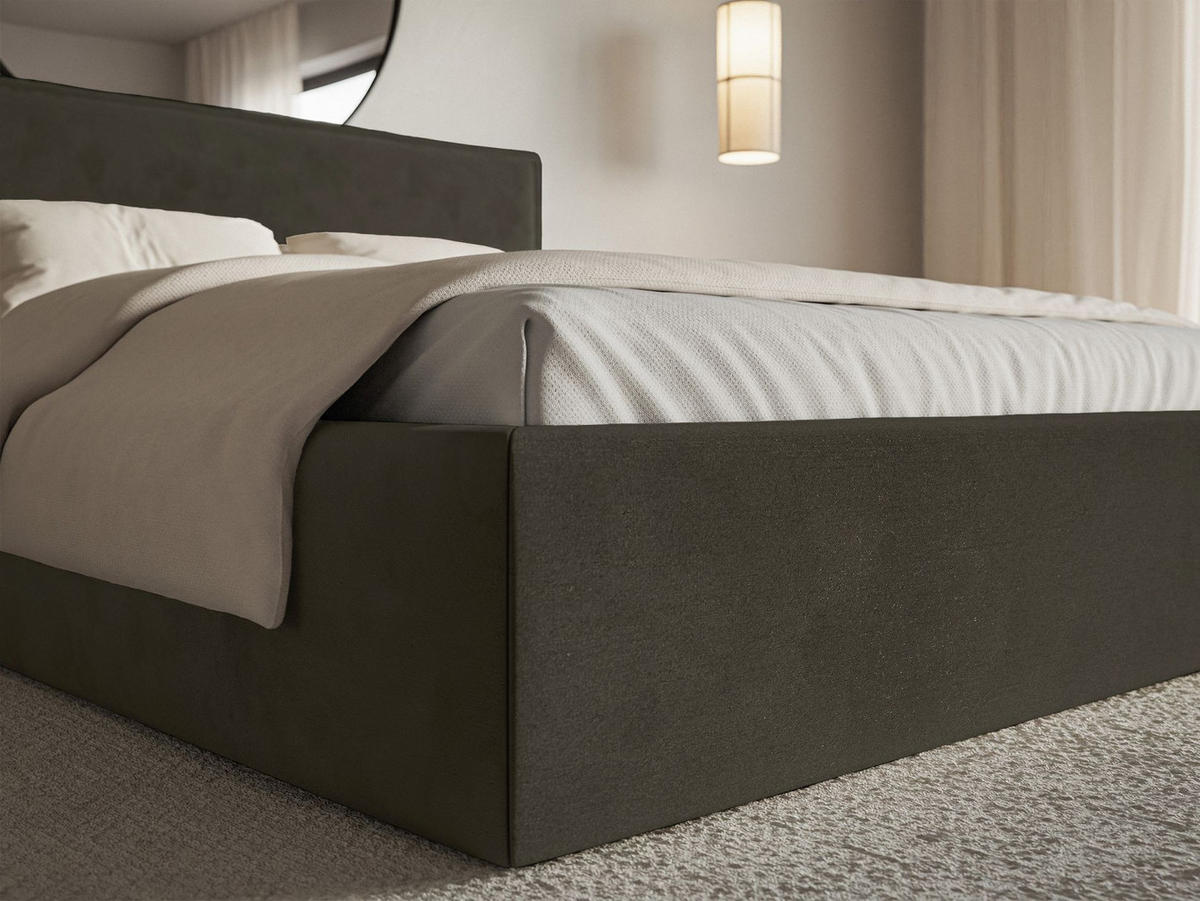 POLSTERBETT Softie Dunkelgrün Velours 180x200 - Dunkelgrün, Textil (180/200cm) - Selsey
