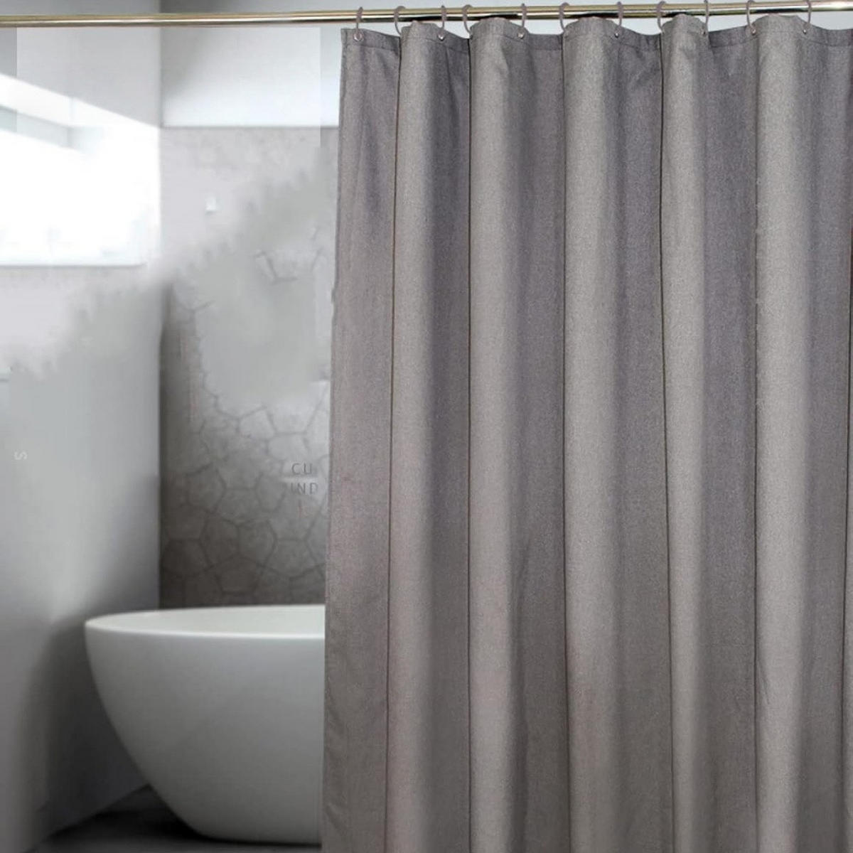 DUSCHVORHANG Polyester 100/180 cm Wasserabweisend Knitterfrei - Grau, Kunststoff (100/180cm) - MCBOSON