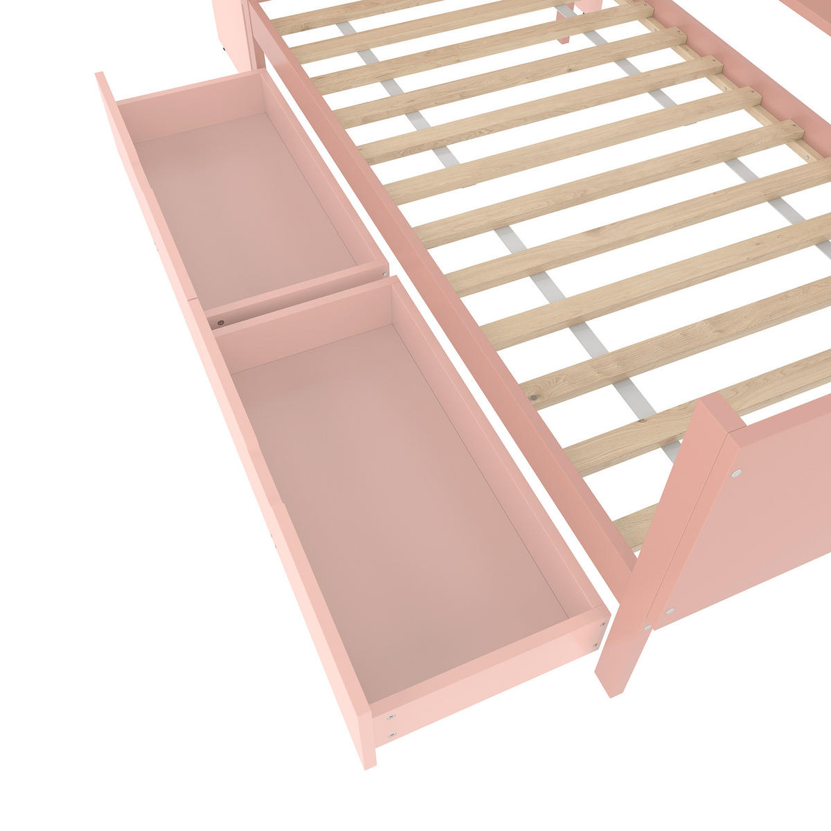 BETT 90/200 cm Rosa mit Schreibtisch und 2 Schubladen - Rosa, Holz (90/200cm) - OKWISH