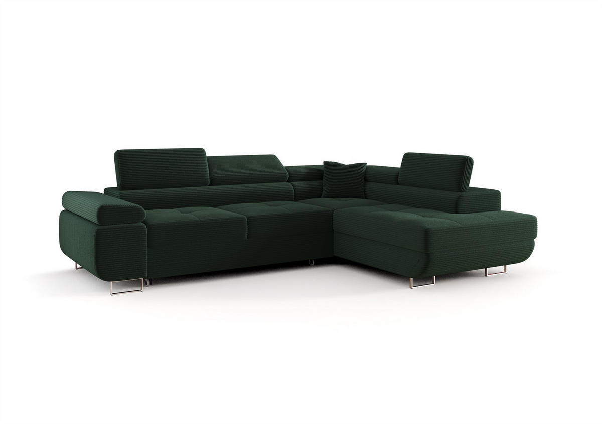 ECKSOFA Monaro Mit Schlaffunktion - Grün, Holzwerkstoff/Textil (275/202cm) - Fun Möbel