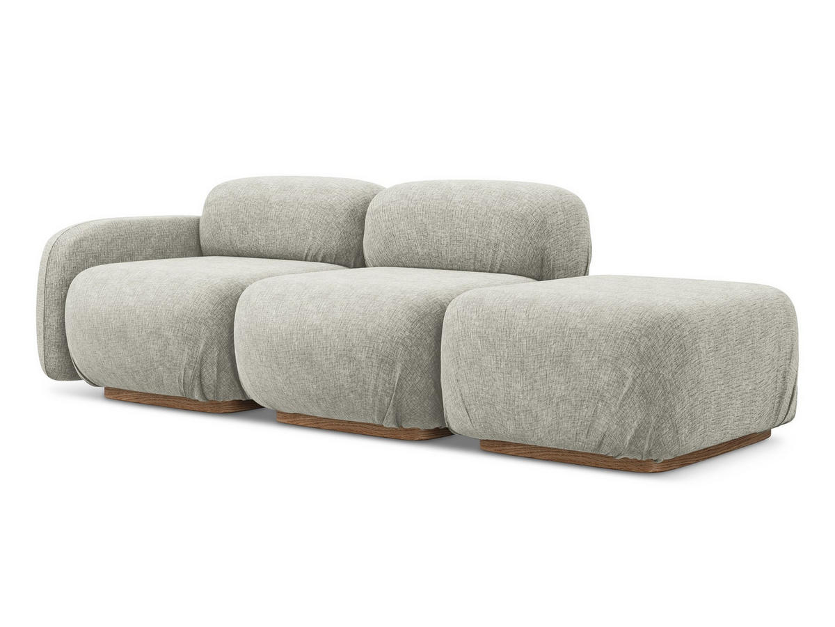 3-SITZER SOFA Rechts Chenille Stoff Grau - Silberfarben/Braun, Holz/Textil (258/73/95cm) - Makamii