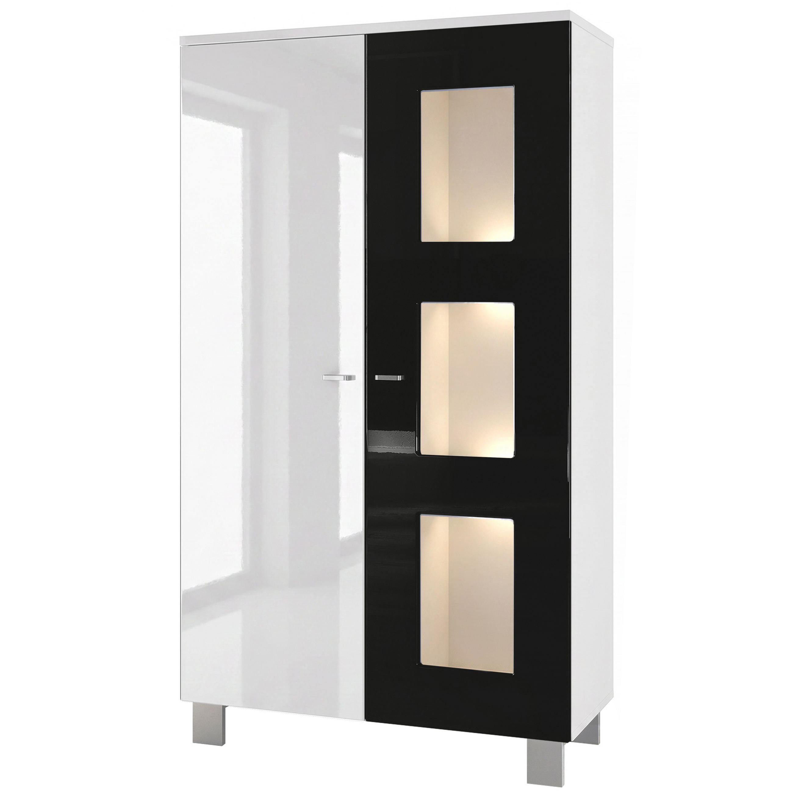 VITRINE Denjo Tür in Schwarz Hochglanz - Schwarz Hochglanz, Holzwerkstoff (71/129/35cm) - Vladon