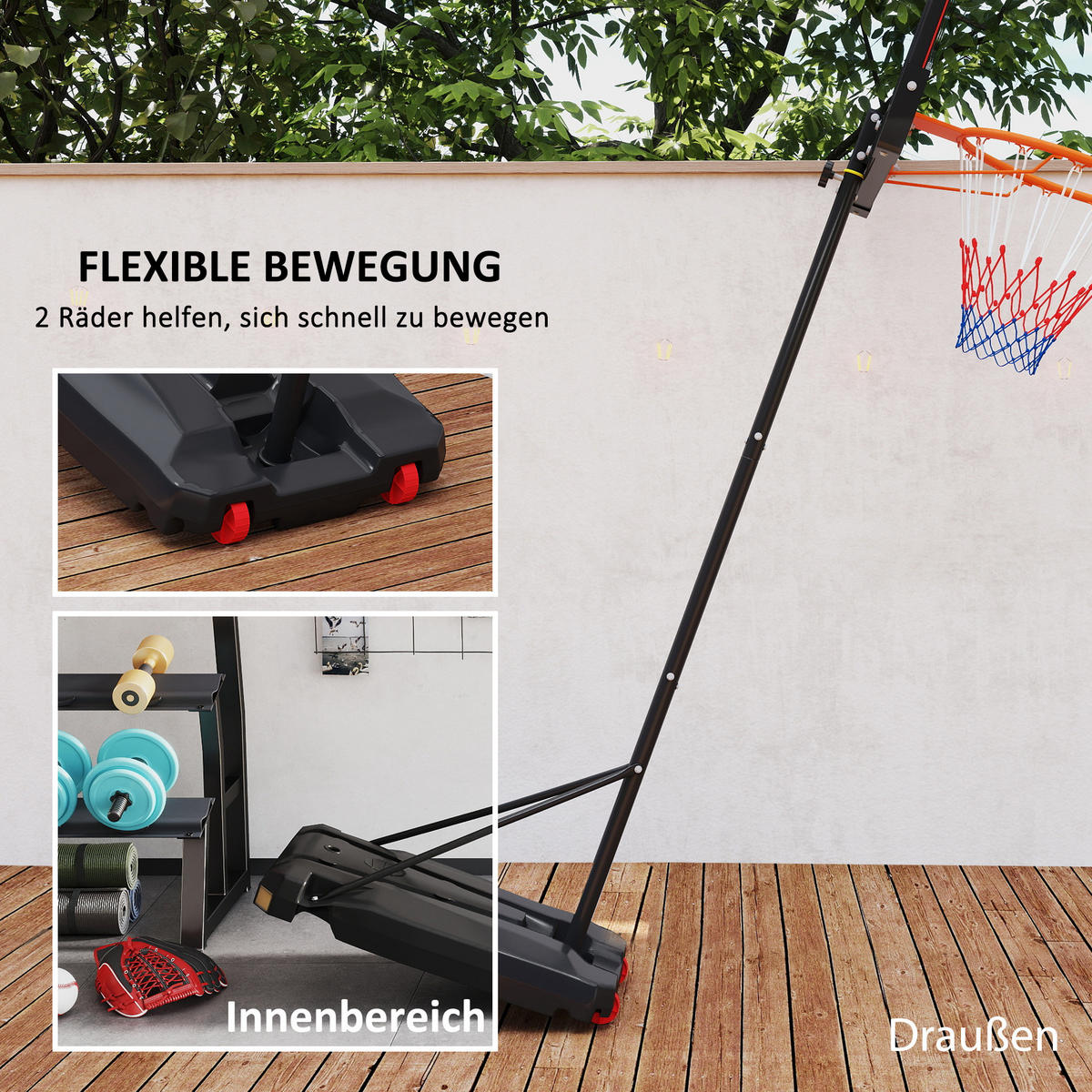 KINDER BASKETBALLKORB, Rot, Kunststoff, Stahl - Rot, Kunststoff (2/83cm) - AIYAPLAY