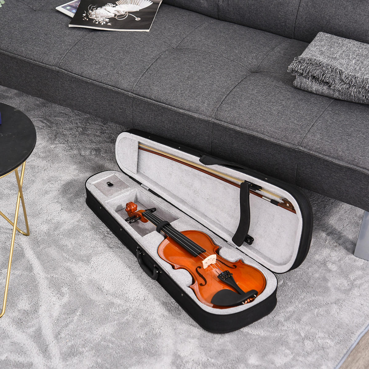 VIOLINE DE-18658 4/4 Vollgröße, Komplettset mit Zubehör - Braun, Holzwerkstoff (21/7/58cm) - ComfortXL