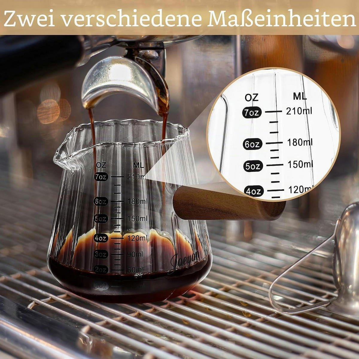MESSBECHER mit Holzgriff 210 ml - Transparent, Glas (0.21L)