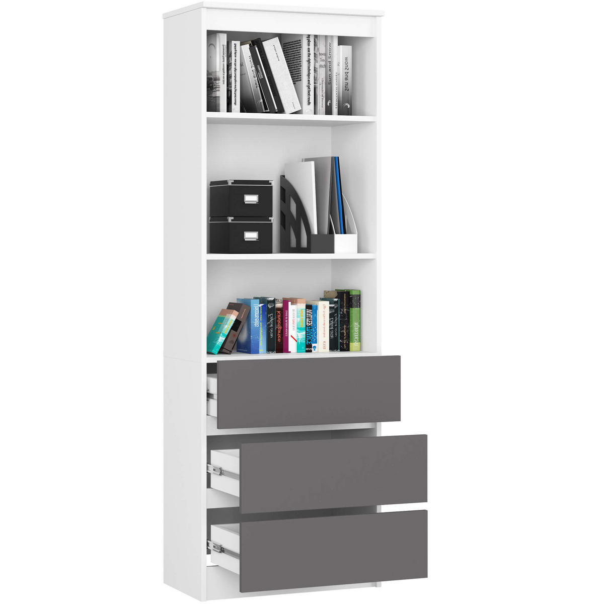 MEHRZWECKSCHRANK Weiß, Grau 60x180x35 cm - Weiß/Grau, Holzwerkstoff (60/180/35cm) - Akord