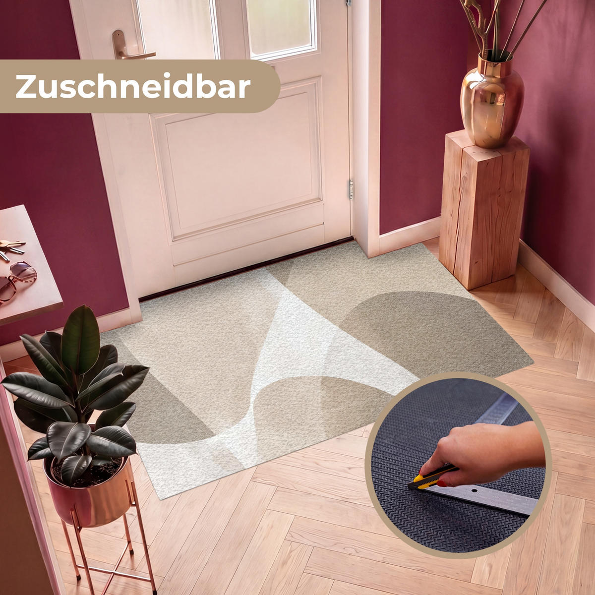 FUSSMATTE Glatte Oberflächen - Harmonisch - Wellenförmig Schmutzfangmatte 150x90 cm - Beige, Kunststoff (150/90cm) - MuchoWow