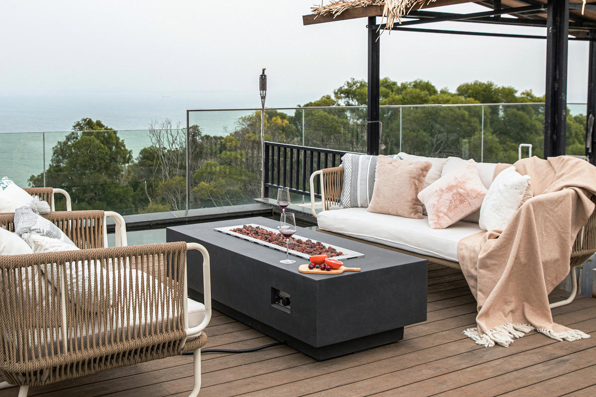 GRANVILLE Feuerstelle - Dunkelgrau, Stein (70/43/152cm) - Elementi