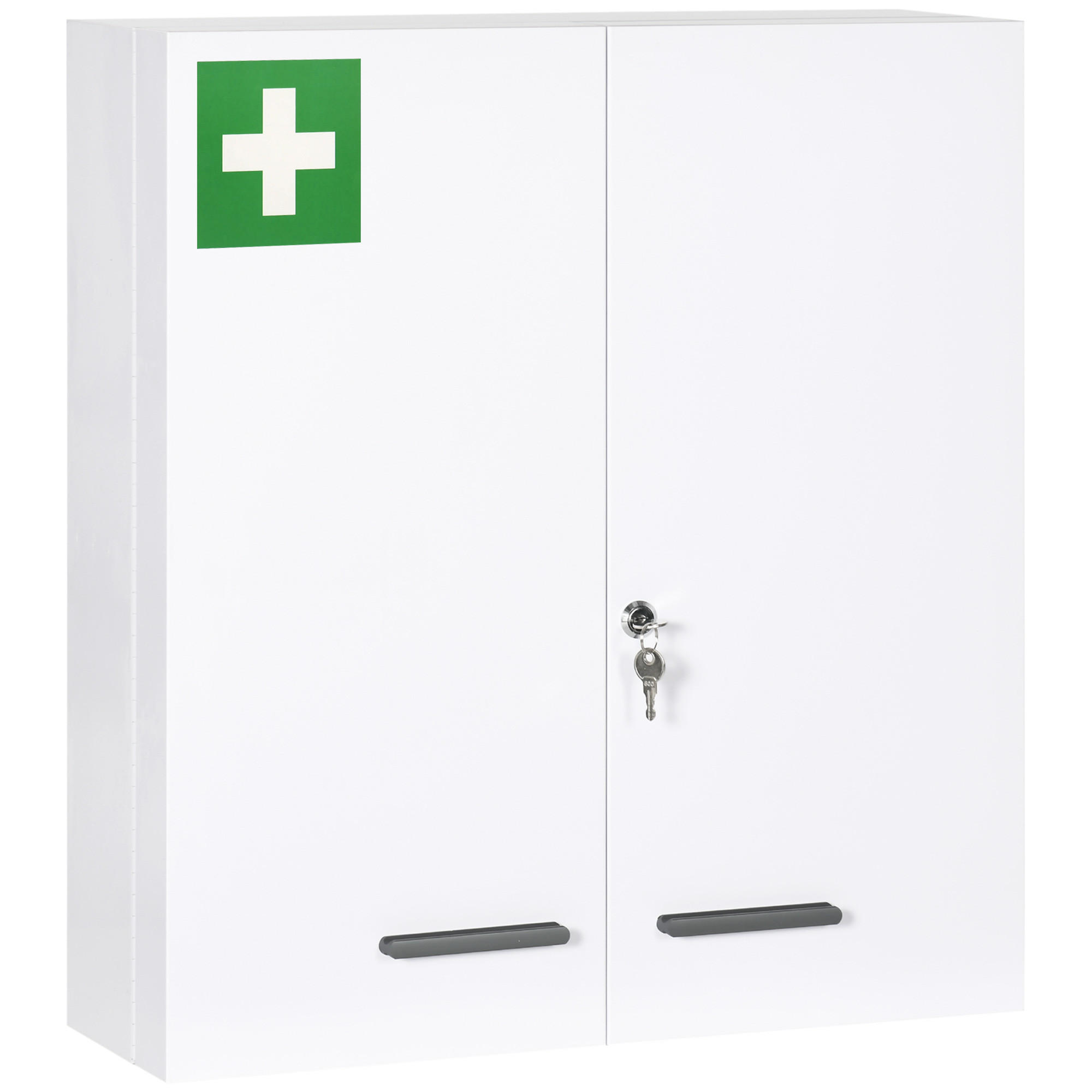 MEDIZINSCHRANK mit 6 Einlegeböden, Erste Hilfe, Stahl, Weiß, 55 x 18 x 60 cm - Weiß, Metall (18/60/55cm) - Kleankin