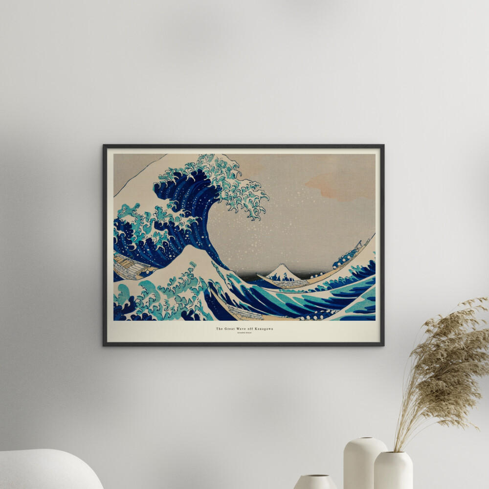 POSTER mit Rahmen A.P. Atelier - The Great Wave off Kanagawa - Blau/Schwarz, Holz/Papier (30/40cm) - Poster&Frame