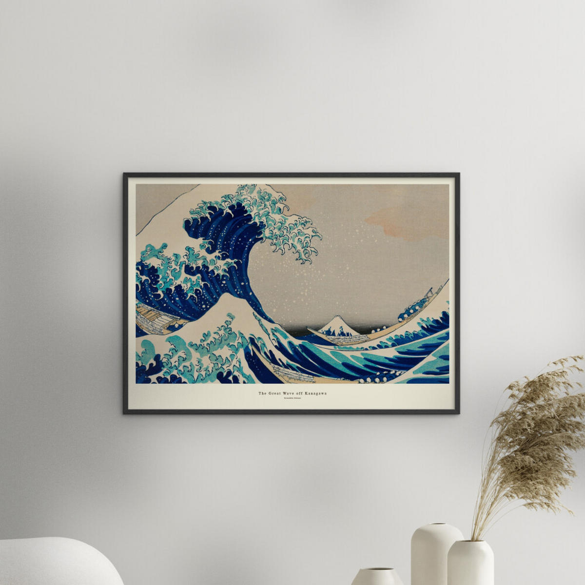 POSTER mit Rahmen A.P. Atelier - The Great Wave off Kanagawa - Blau/Schwarz, Holz/Papier (30/40cm) - Poster&Frame