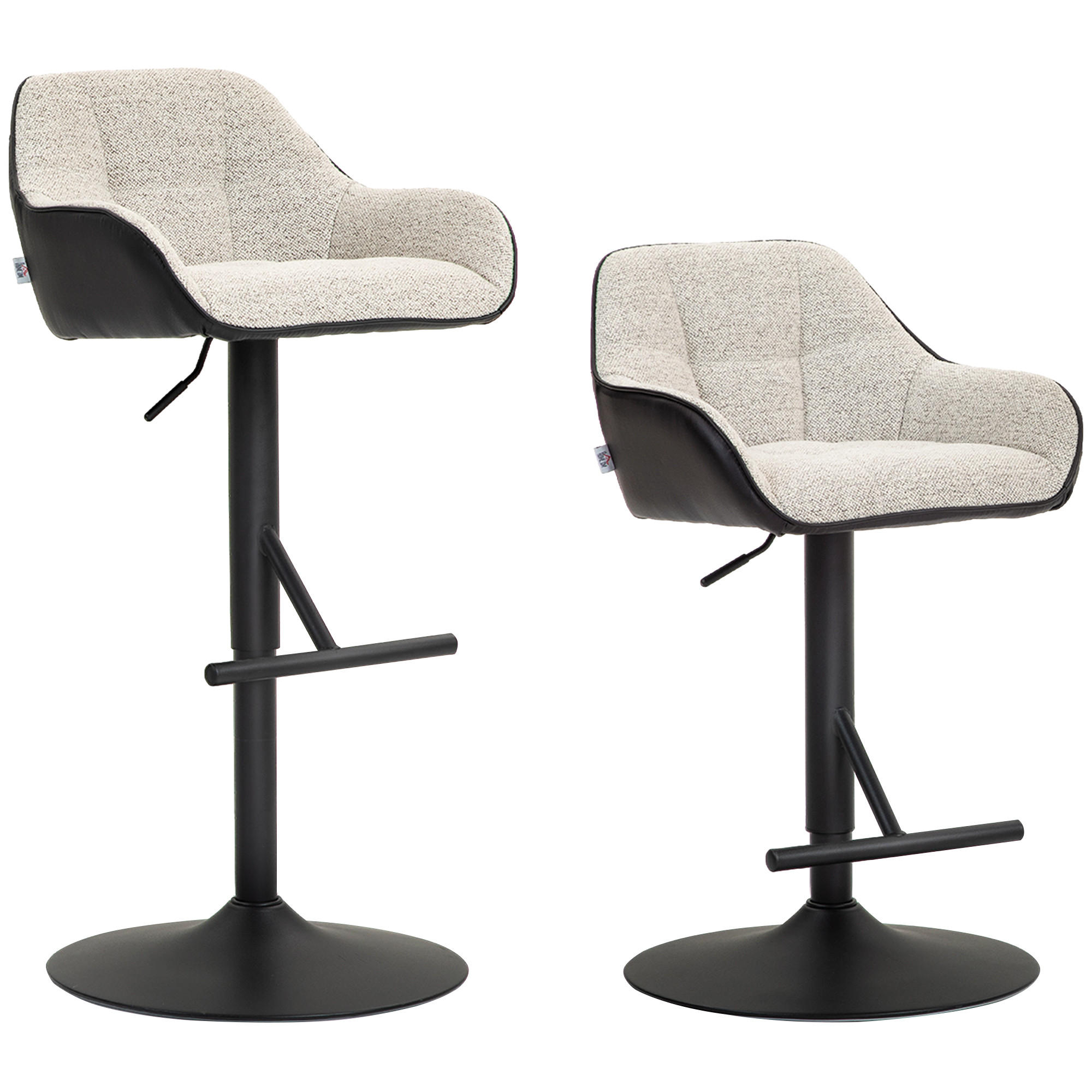 BARHOCKER 2er-Set DE-14794 höhenverstellbar & 360° schwenkbar mit Armlehnen Grau - Hellgrau, Metall (53/108/52.5cm) - ComfortXL