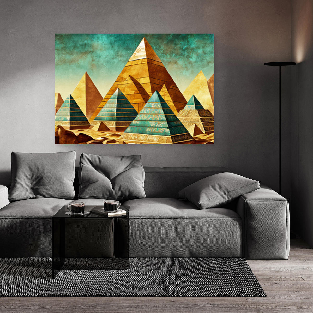 WANDBILD pyramiden ägypten abstraktion - Goldfarben, Textil (60/40cm) - Feeby