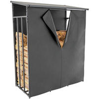 KAMINHOLZREGAL 130/70/165 cm Metall anthrazit - Anthrazit/Schwarz, Metall (130/165/70cm) - CLP
