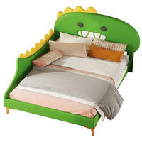 KINDERBETT 140/200 cm Dinosaurier Form PU Material Grün - Grün, Leder (140/200cm) - OKWISH