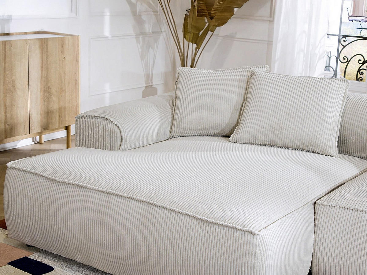 SOFA ohne Schlafmöglichkeit - 5 Personen - Samt, Stoff - Beige - Beige, Textil (305/70/156cm) - Vente-Unique