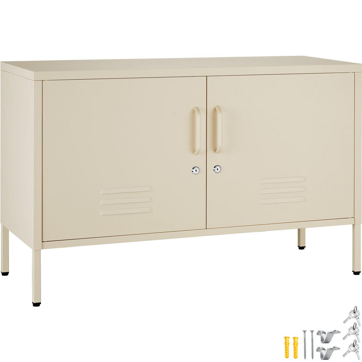 SIDEBOARD Baker, Kippschutz, höhenverstellbare Füße, creme - Creme, Metall (100/65/42.5cm) - tectake