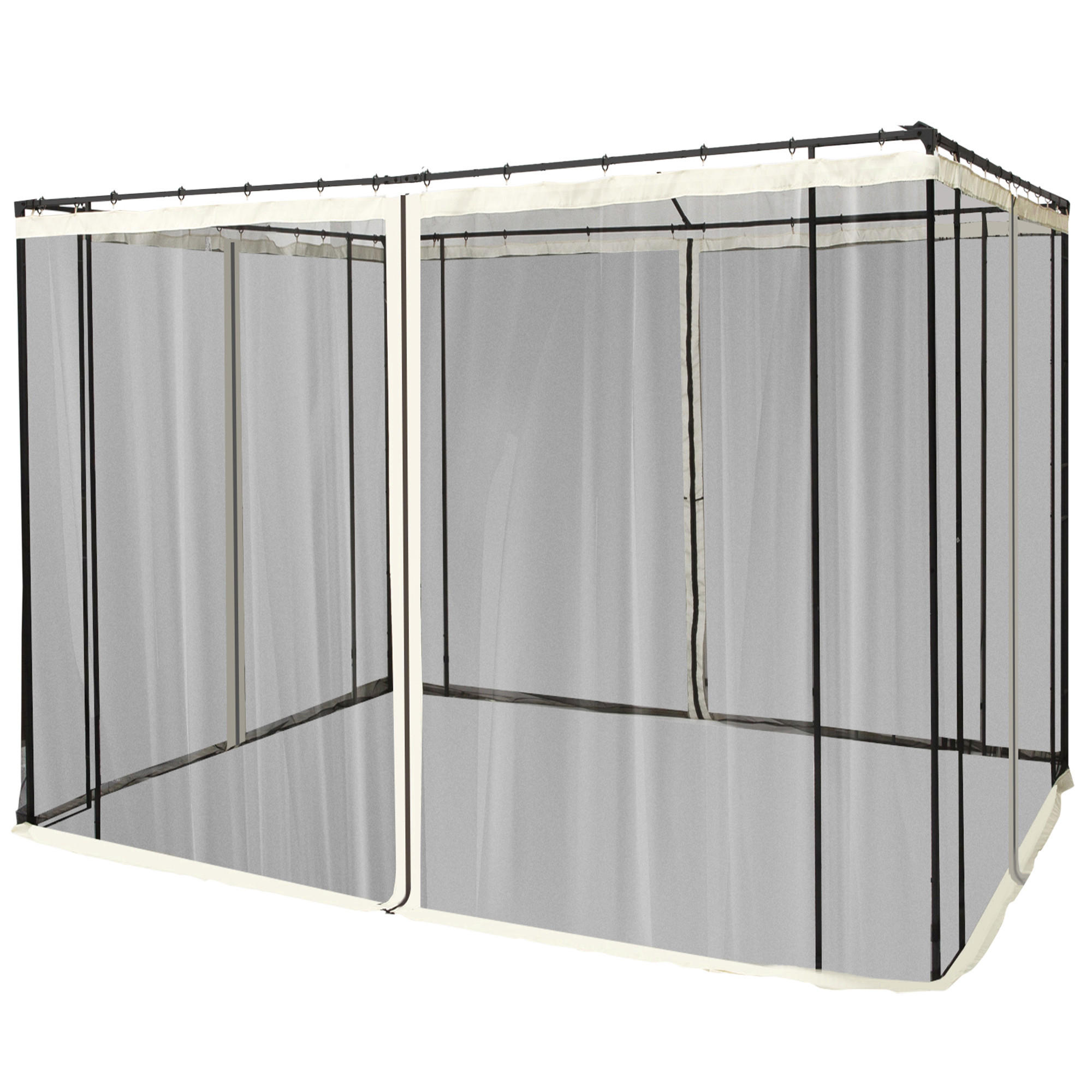 MOSKITONETZ für 3x3 Pavillon 4 Seitenteile Fliegennetz mit Haken Reißverschluss Mückennetz Insektenschutz Fliegengitter Nylon-Mesh Schwarz - Schwarz, Textil (302/1/207cm)