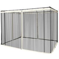 MOSKITONETZ für 3x3 Pavillon 4 Seitenteile Fliegennetz mit Haken Reißverschluss Mückennetz Insektenschutz Fliegengitter Nylon-Mesh Schwarz - Schwarz, Textil (302/1/207cm)