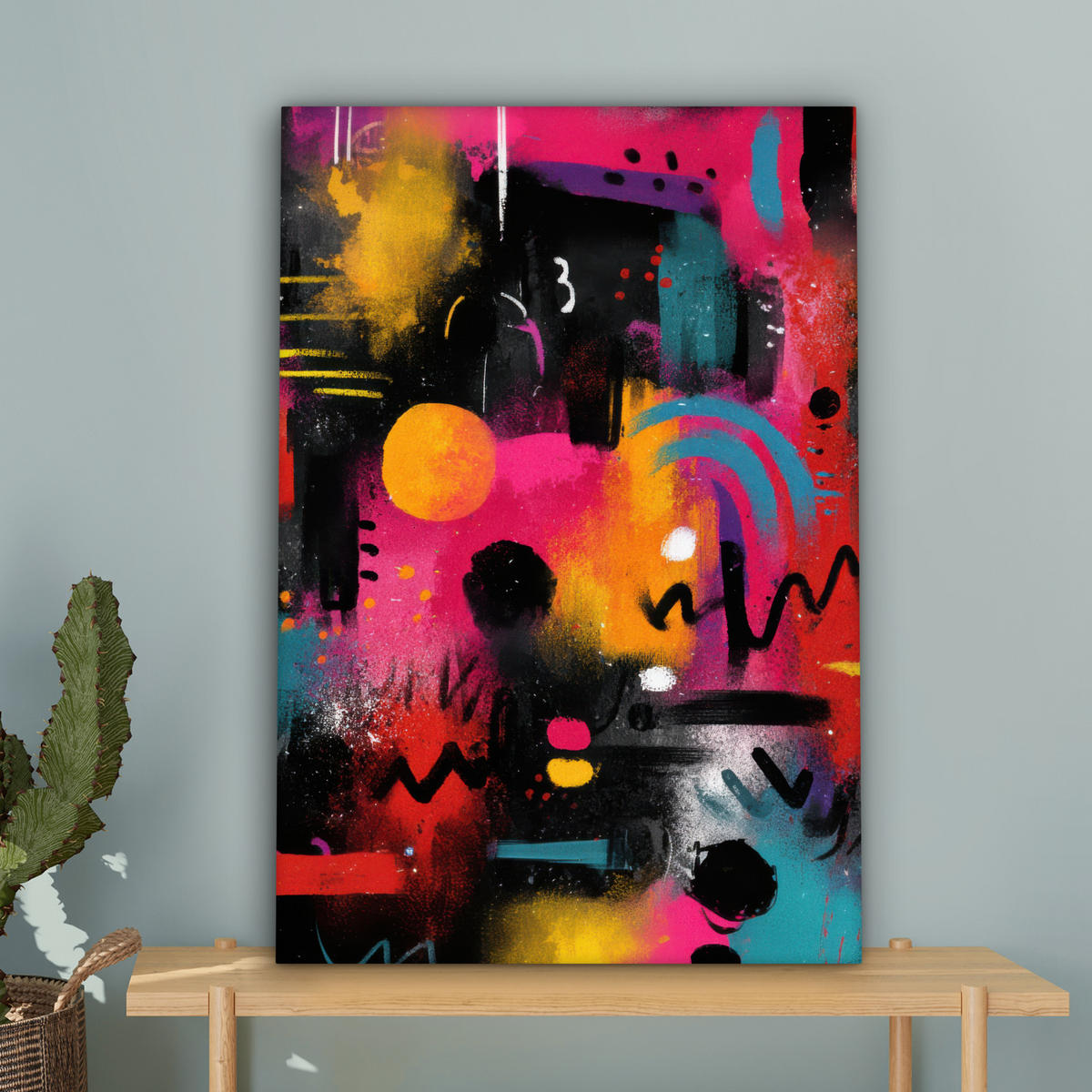 LEINWANDBILD Farbflächen - Formen - Bunt - Abstrakt Wanddeko 40x60 cm - Pink, Textil (40/60cm) - MuchoWow