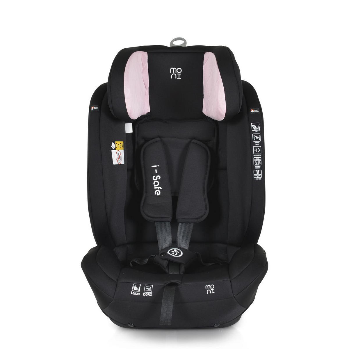 KINDERSITZ i-Size i-Safe rosa (76-150cm) Isofix, Top Tether, 13-fach verstellbar - Rosa, Kunststoff (45/60/46cm) - Moni