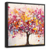 LEINWAND Bilder mit Rahmen - Aquarell - Baum - Kunst - Abstrakt - 20x20 - Multicolor, Textil (20/20cm) - MuchoWow