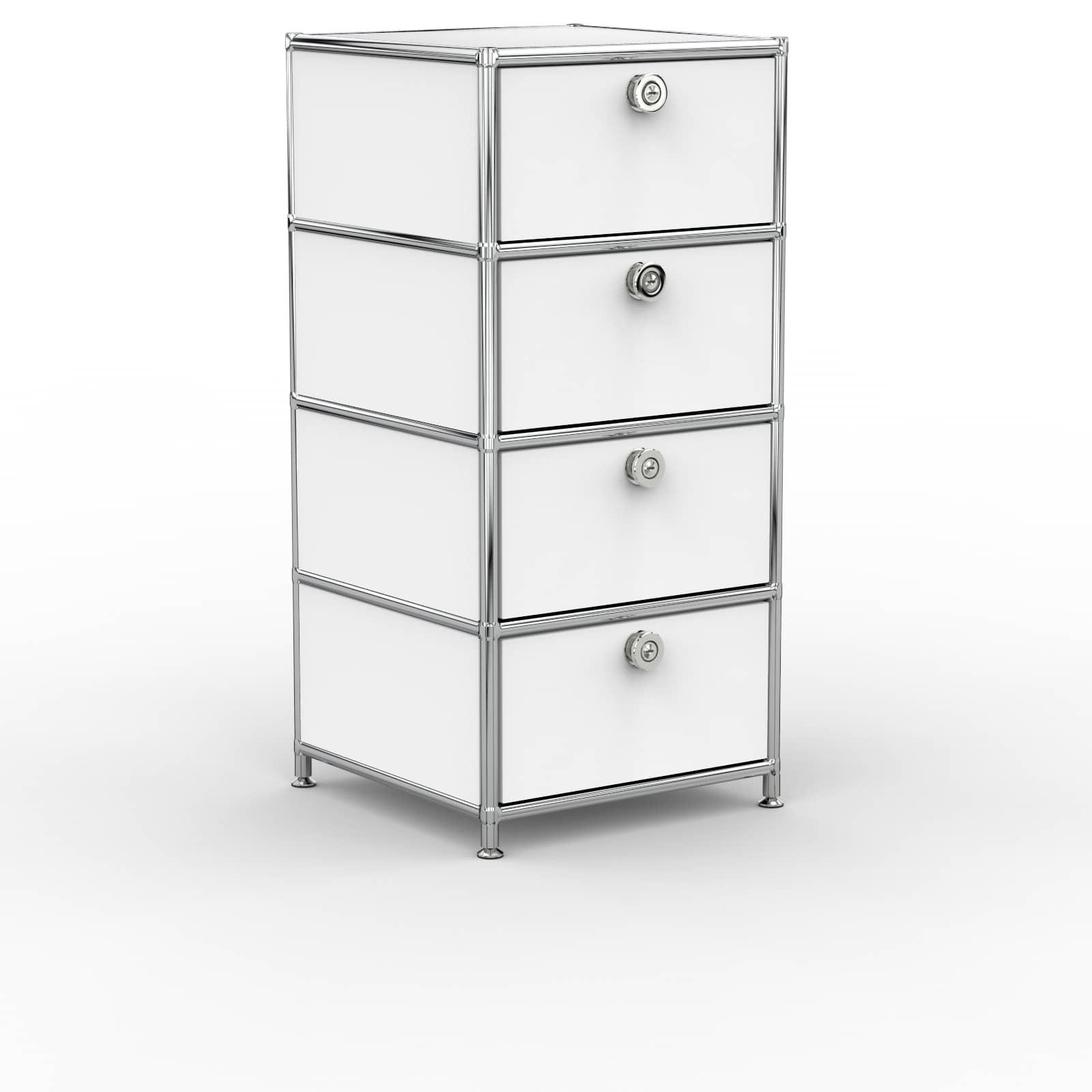 BÜRO-STANDCONTAINER, Metall, 40cm, 4 Schubladen, Signalweiss - Chromfarben/Silberfarben, Metall (40/84.3/39.7cm) - Versee