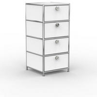 BÜRO-STANDCONTAINER, Metall, 40cm, 4 Schubladen, Signalweiss - Chromfarben/Silberfarben, Metall (40/84.3/39.7cm) - Versee