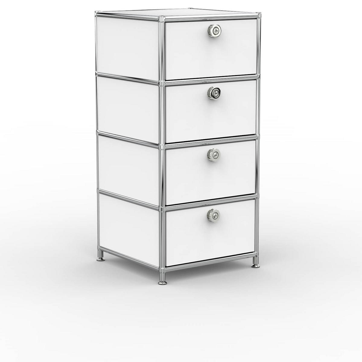 BÜRO-STANDCONTAINER, Metall, 40cm, 4 Schubladen, Signalweiss - Chromfarben/Silberfarben, Metall (40/84.3/39.7cm) - Versee