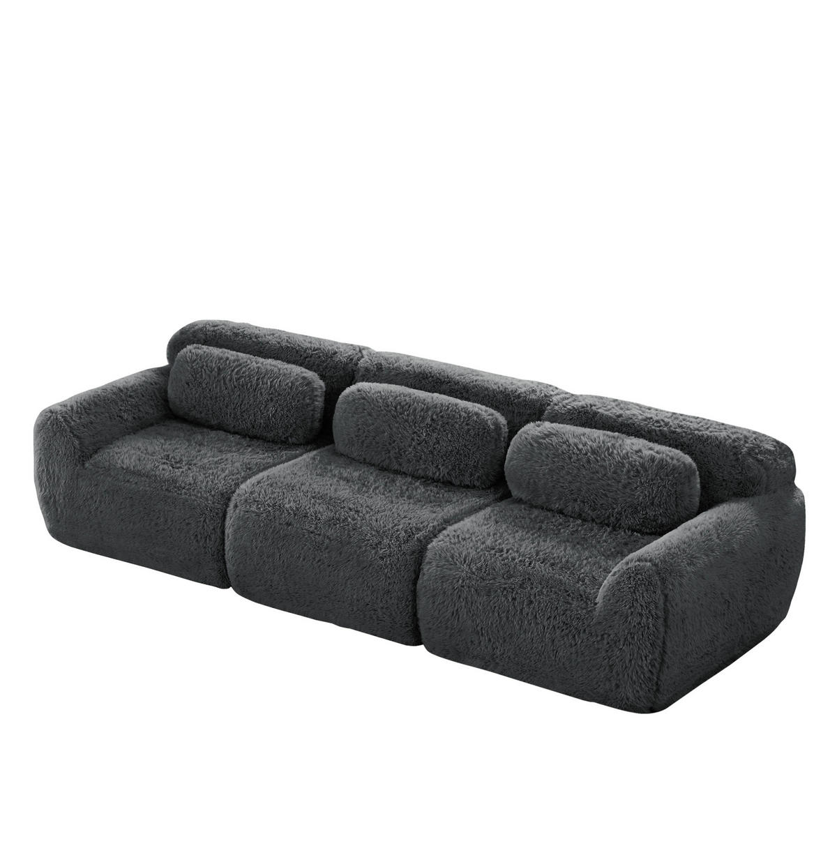 SOFA modular aus Plüsch Grey - Grau, Kunststoff (104/73/291cm) - Meubliv