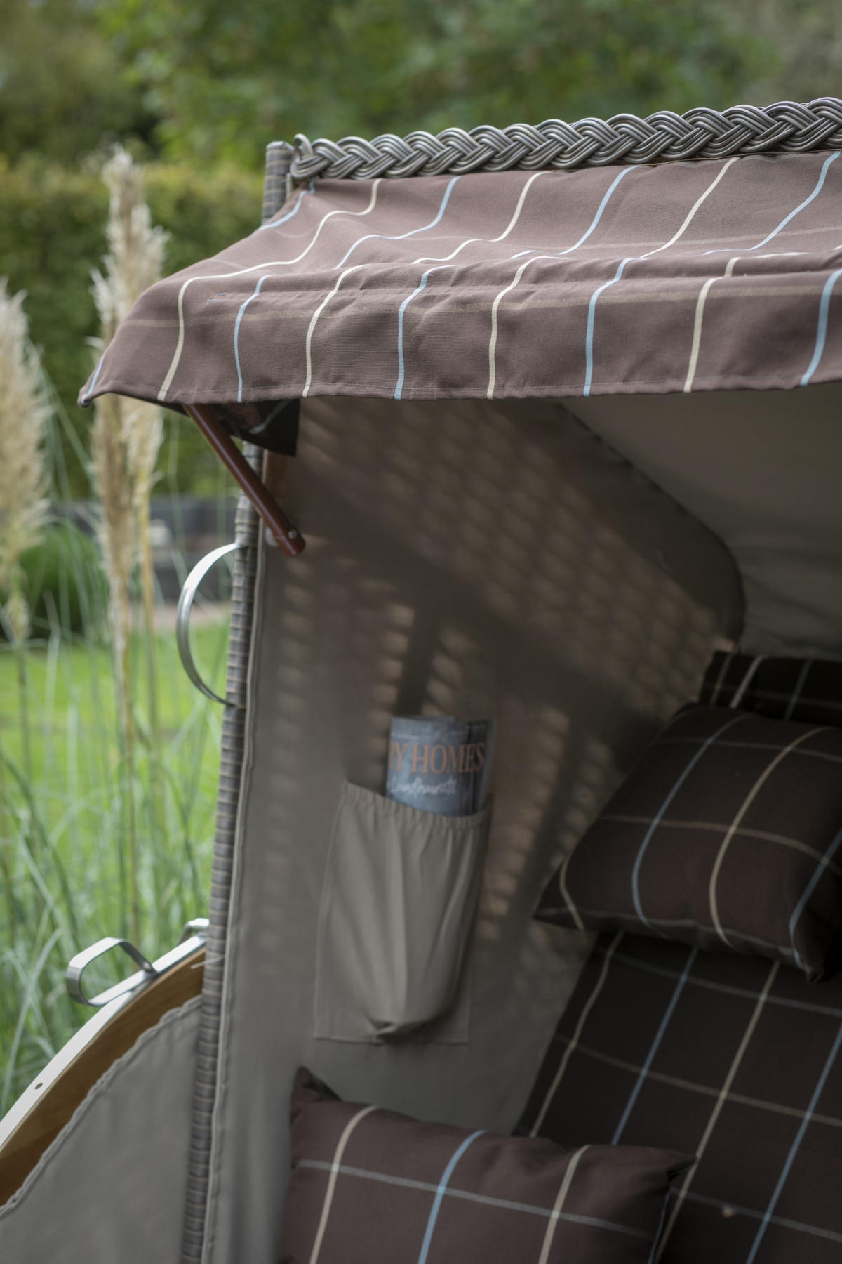 STRANDKORB Komplettset - Schleswig Pinie - PE mokka - Modell 556 - Braun/Grau, Holz (120/160/80cm) - bene living