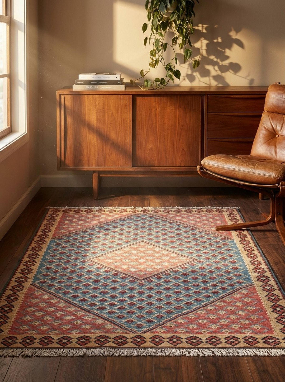 HANDWEBTEPPICH Senneh Kelim Blau 148/105 cm Schurwolle - Blau, Textil (105/148cm) - Looma