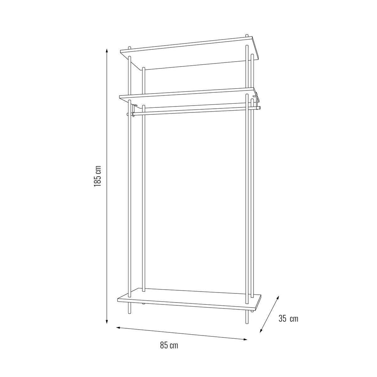 REGALSYSTEM mit Kleiderschrank 185x85x35 - Eiche San Remo, Metall (85/185/35cm) - AR Shelving