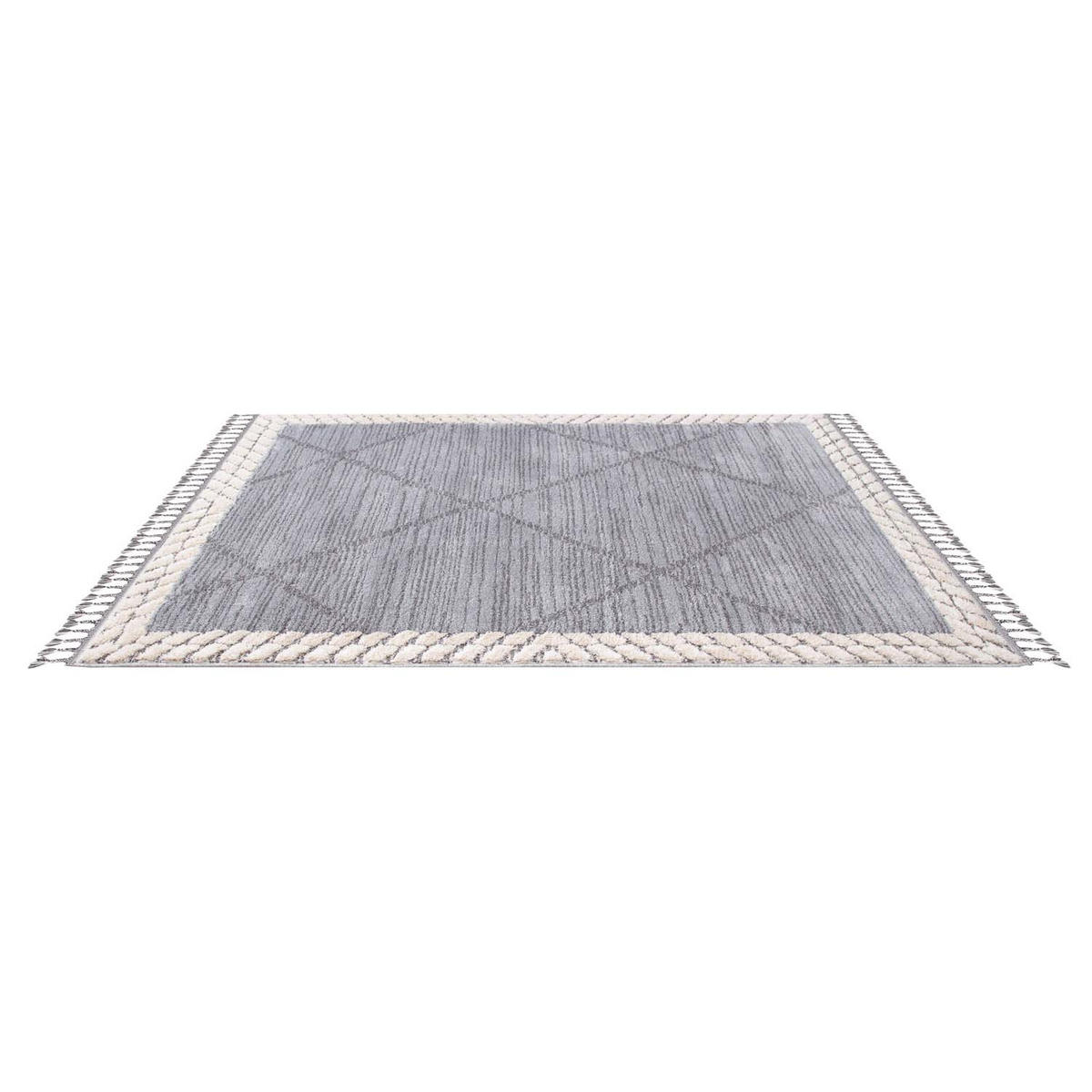 KURZFLOR-TEPPICH Valencia 909 Graublau/ Creme 120x170 cm - Blau/Creme, Textil (120/170cm) - carpet city